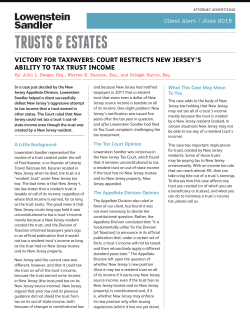 Court Restricts New Jersey`s Ability to Tax Trust Income