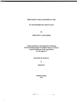BIRD-HABITAT RELATIONSHIPS IN THE KLAMATH/SISKIYOU