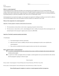 CP 11 Counterargument What is a counterargument?