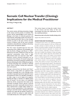 Somatic Cell Nuclear Transfer (Cloning)