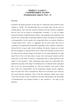 Module 4 : Lecture 1 COMPRESSIBLE FLOWS (Fundamental