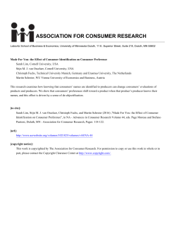 Made For You: the Effect of Consumer Identification on Consumer