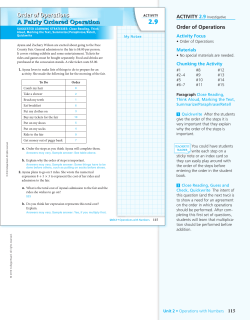 Order of Operations A Fairly Ordered Operation
