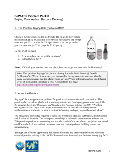 PoW-TER Problem Packet Buying Cola (Author: Barbara Delaney)