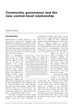 Community governance and the new central&ndash;local relationship