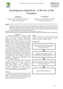 Amelogenesis Imperfecta: A Review of the Literature