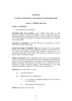 Chapter 2. National Treatment and Market Access for Goods