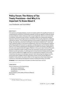 The History of Tax Treaty Provisions&mdash;And Why It Is Important To