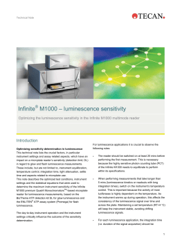 Infinite M1000 &ndash; luminescence sensitivity