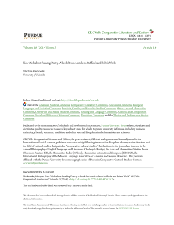 New Work about Reading Poetry: A Book Review - Purdue e-Pubs