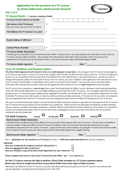 Application for the purchase of a TV Licence by Direct