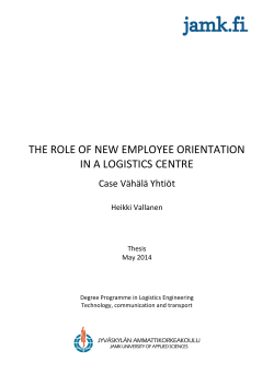 the role of new employee orientation in a logistics centre