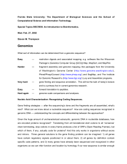 Genomics - FSU Biology - Florida State University