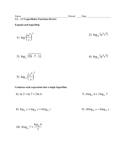 3.2 &ndash; 3.3 Logarithmic Functions Review Expa