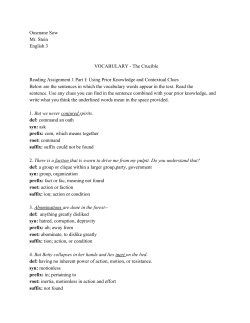 Ousmane Sow Mr. Stein English 3 VOCABULARY The Crucible