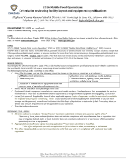 2016 Mobile Food Operations: Criteria for reviewing facility layout