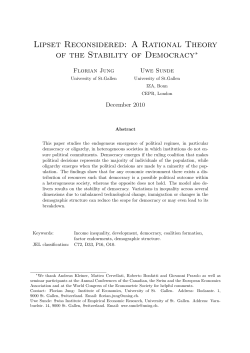 Lipset Reconsidered: A Rational Theory of the Stability of Democracy&lowast;