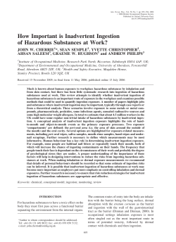 How Important is Inadvertent Ingestion of Hazardous Substances at