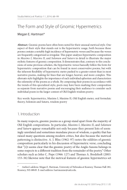 The Form and Style of Gnomic Hypermetrics