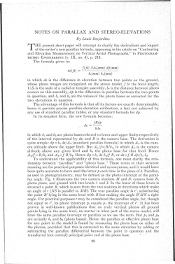 Notes On Parallax And Stereo-Elevations