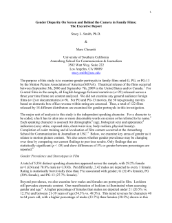 Gender Disparity On Screen and Behind the