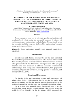 estimation of the specific heat and thermal conductivity of foods only
