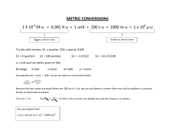 METRIC CONVERSIONS 1 X 10-6 M-u = 0.001 K