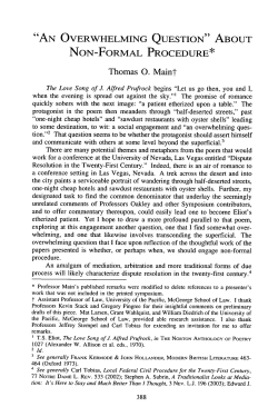 "An Overwhelming Question" About Non-Formal Procedure