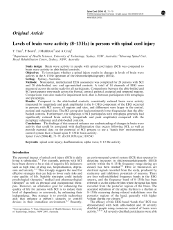 Levels of brain wave activity (8&ndash;13 Hz) in persons with spinal cord