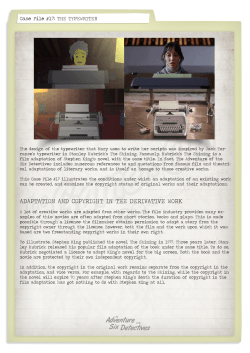 ADAPTATION AND COPYRIGHT IN THE DERIVATIVE WORK