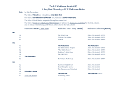 The P G Wodehouse Society (UK) A Simplified Chronology of P G