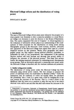 Electoral College reform and the distribution of