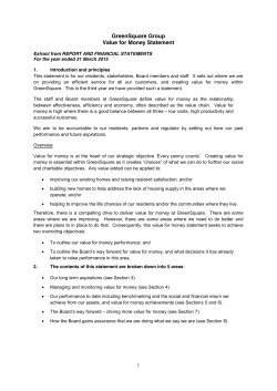 GreenSquare Group Value for Money Statement 2015
