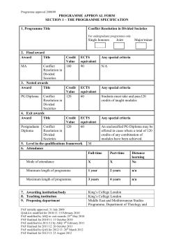 Conflict Regulation in Divided Societies, MA