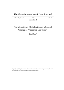 Pax Mercatoria: Globalization as a Second Chance at "Peace for