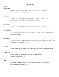 Cold War Notes 1940`s Iron Curtain