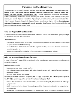 Pseudonym form - 79th Judicial District Attorney