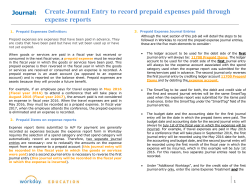 Create Journal Entry to record prepaid expenses
