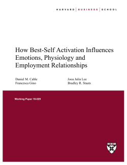 How Best-Self Activation Influences Emotions, Physiology and