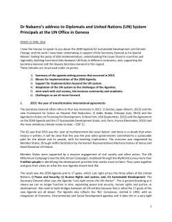 Dr Nabarro`s address to Diplomats and United Nations (UN)