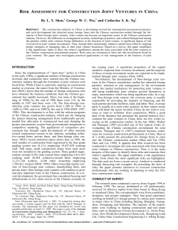 RISK ASSESSMENT FOR CONSTRUCTION JOINT VENTURES IN