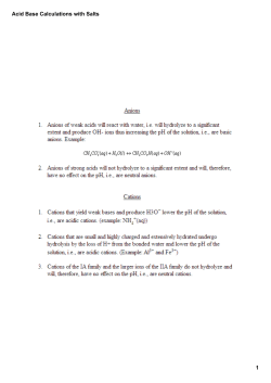 Acid Base Calculations with Salts
