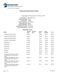 PREVAILING WAGES PROJECT RATES Washington County