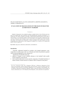evaluation of orange juices on the base of selected authenticity