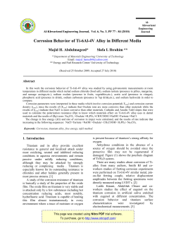 Corrosion Behavior of Ti-6Al-4V Alloy in Different Media
