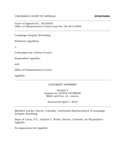 Campaign Integrity Watchdog v. Coloradans for a Better Future