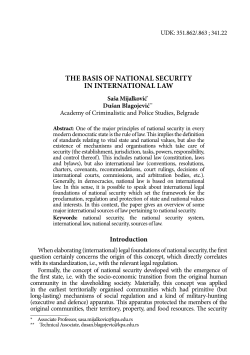 THE BASIS OF NATIONAL SECURITY IN INTERNATIONAL LAW
