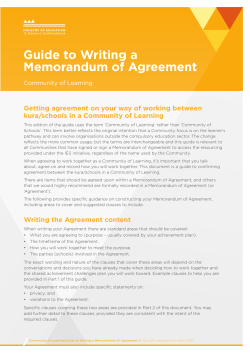 Community of Learning Guide to Writing a Memorandum of Agreement