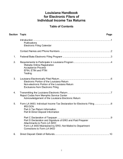 Louisiana Handbook for Electronic Filers of Individual Income Tax