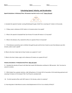 Calculating Speed, Velocity, and Acceleration